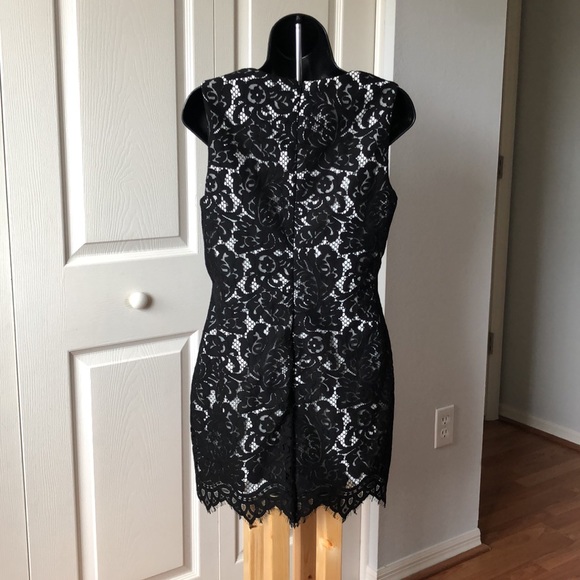 Lauren Ralph Lauren Black White Lace Sleeveless Dress Sz 8 - Picture 5 of 9